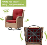 Rilyson Patio Chairs Wicker Outdoor Chair - 6 Piece Rattan Patio Swivel Rocking Chairs Set with Glass Top Side Table - Photo 4