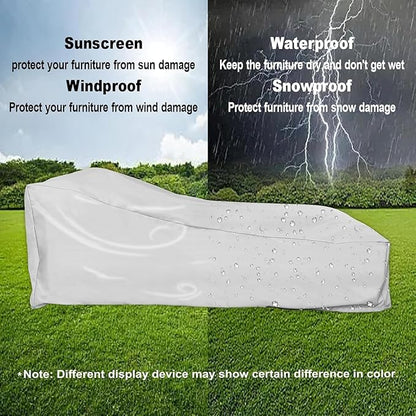 Dineli Outdoor Lounge Chair Cover Waterproof Patio Furniture Pool Chair Covers, Patio Lounger Protector Dust Proof Furniture Protective Cover, Light Gray, 72.8" D x 37.4" W x 27.2" H - 1 Piece