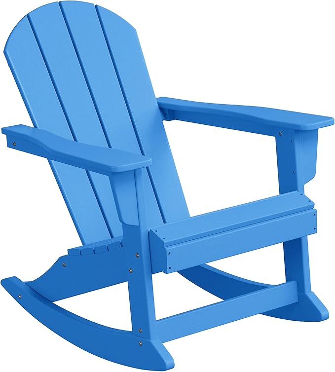WestinTrends Malibu 2 Piece Set Outdoor/Patio Poly Adirondack Rocking Chairs (2 Seater), Pacific Blue
