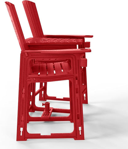 WestinTrends Azura Outdoor Tall Adirondack Chairs with Connecting Table Tray (Set of 2), Red