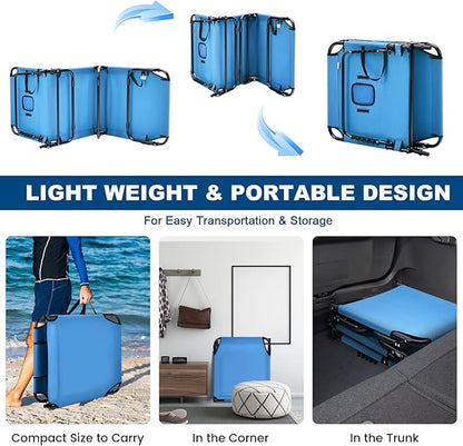 Goplus Tanning Chair, Folding Beach Lounge Chair with Face Hole, Removable Pillow, Carry Strap, Position Adjustable, Sunbathing Chair, Portable Outside Lounge Chair for Patio Pool