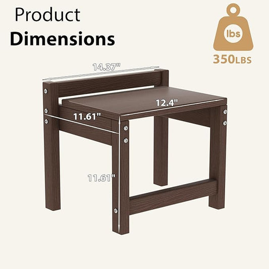 Stackable HDPE Foot Stool - All-Weather Indoor/Outdoor Seating for Patio, Living Room & Bathroom, Waterproof Windproof Heavy-Duty High-Density PE Step Stool, 2 Sets, Brown