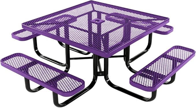 COATEDOUTDOORFURNITURE Heavy-Duty Portable Outdoor Kids Table with Umbrella Hole, Expanded Metal Kids Picnic Table - Photo 1