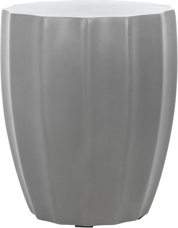 SAFAVIEH Outdoor Collection Jaslyn Modern Dark Grey Concrete Round Accent Table (Fully Assembled)