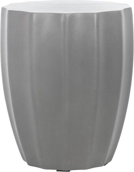 SAFAVIEH Outdoor Collection Jaslyn Modern Dark Grey Concrete Round Accent Table (Fully Assembled)