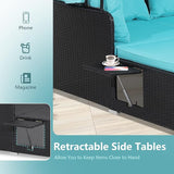ORALNER Outdoor Daybed, 2-Person Wicker Patio Sofa with Retractable Canopy, Cushions & Pillows, 2 Side Trays - Photo 8