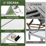 CDCASA Chaise Lounge Outdoor, Multi-Functional Pool Lounge Chairs w/5 Adjustable Positions & Side Tray - Photo 3