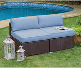 COSIEST 2-Piece Outdoor Furniture Add-on Armless Chairs for Expanding Chocolate Brown Wicker Sectional Sofa Set w - Photo 2