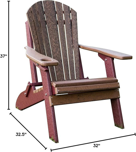 Furniture Barn USA Poly Folding Adirondack Chair, Walnut and Cherrywood