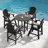 Sundale Outdoor Tall Adirondack Chairs, 30 Inch Seat Height Patio Adirondack Bar Stool, HDPE Pub Chair with Backrest - Photo 2