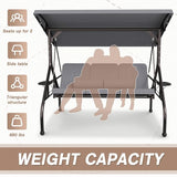 3 Seat Outdoor Porch Swing Chair, Adjustable Canopy Swing Bench, Convertible Backrest Swing Bed with Thicken Cushions - Photo 6
