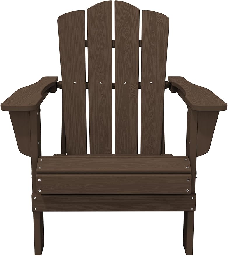 KINGYES Folding Adirondack Chair Set of 6, HDPE All-Weather Patio Chairs with Cup Holder - Photo 10