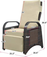 ATR ART TO REAL Outdoor Recliner Chairs, PE Wicker Reclining Lounge Chair with Removable Soft Cushion - Photo 6