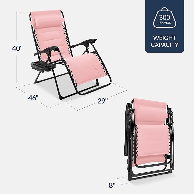 Best Choice Products Oversized Padded Zero Gravity Chair, Folding Outdoor Patio Recliner - Photo 2