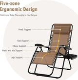 Tangkula Zero Gravity Chair, Folding Patio Lounge Chair Adjustable Outdoor Recliner with Cup Holder - Photo 9