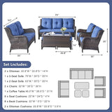 Outdoor Patio Furniture Sofa Set - 7 Piece Rattan Wicker Patio Sectional Conversation Sets with 1 Sofa, 1 Loveseat - Photo 2