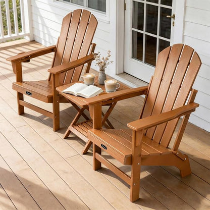 FUNBERRY Folding Adirondack Chair, HDPE Stable Gun-Leg Design Fire Pit Chairs with Cupholder All Weather for Outside