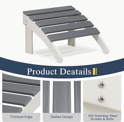 BPS Adirondack Ottoman, HDPE Plastic Outdoor Footrest, All Weather Foot Stool for Adirondack Chair, Outdoor Foot Rest for Patio,Backyard, Lawn, Fire Pits