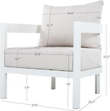 Merax 27.6" Outdoor Curved Patio Accent Chair with All-Weather Coushions, Aluminum Frame Single Lounge for Chair Porch - Photo 8