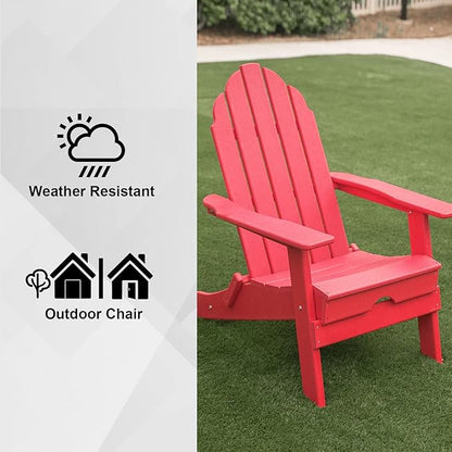 XBrand Foldable Adirondack Chair Weather Resistant, Outdoor Garden, Patio, Lawn, Deck, Backyard, 37.8" Inch Tall, Red
