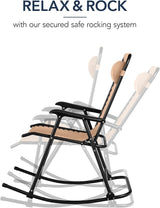 Best Choice Products Outdoor Folding Rocking Chair, Zero Gravity Lounge Chair, Patio Rocker w/Headrest Pillow - Beige - Photo 4