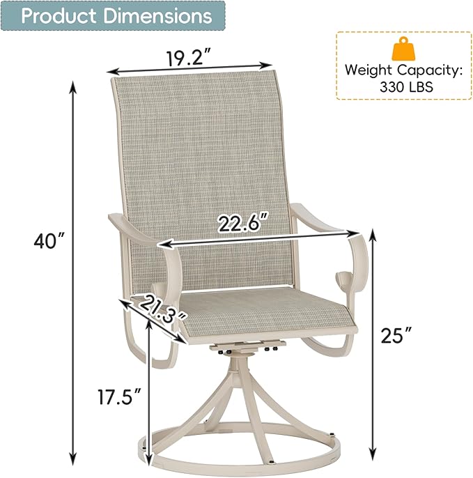 Patio Swivel Chairs Set of 6, Outdoor Dining Chairs with High Back - Photo 3