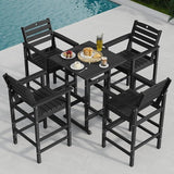 Patio Bar Table, Adirondack Chairs and Table 4 Pieces Set, Bar Height Chairs Set of 4, Outdoor Bar Stools Set - Photo 3