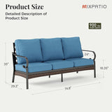 Patio Furniture Sofa, 3-Seat Patio Sofa Steel Frame Outdoor Sectional Couch with Deep Seating and 5.75” Cushions for - Photo 2