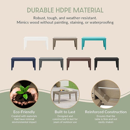 WestinTrends Malibu Low Outdoor HDPE Patio Rectangle Coffee Table, Weathered Wood