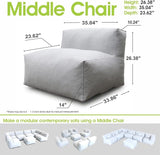 Dineli Modern ANNY-H Middle Chair Armless Chair Outdoor Furniture Comfy Patio Couch Sofa Outdoor Bean Bag Chair - Photo 2