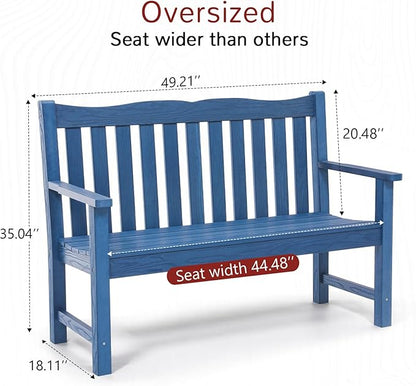 Stoog Outdoor Chairs & Bench Set, All-Weather Patio Furniture Set, Include 2 Patio Chairs and 1 Bench, Blue