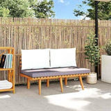 vidaXL Patio Bench 45.3" with Cushions - Solid Acacia Wood - Light Wood & Dark Grey Cushions - Easy Assemble - Outdoor - Photo 2