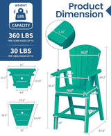 Ciokea Tall Adirondack Chairs Set of 4, HDPE Outdoor Adirondack Bar Stools with Double Connecting Tray - Photo 5
