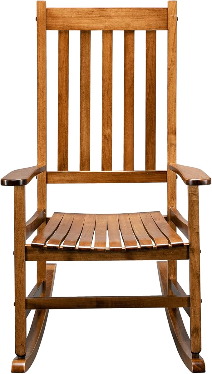 Outdoor Porch Rocker Chairs,Weather Resistant Wood Rocking Chair for Adults,Modern Rocking Accent Chairs,Indoor Outside Furniture Rocker,with Armrest,for Garden Lawn Backyard Poolside Deck (Natural)