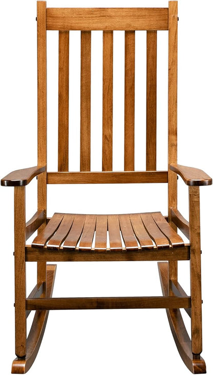 Outdoor Porch Rocker Chairs,Weather Resistant Wood Rocking Chair for Adults,Modern Rocking Accent Chairs,Indoor Outside Furniture Rocker,with Armrest,for Garden Lawn Backyard Poolside Deck (Natural)