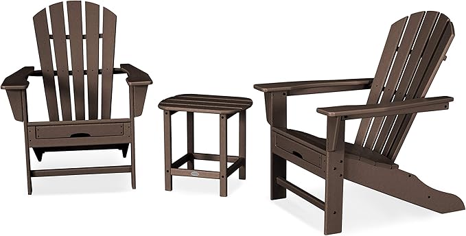 POLYWOOD Palm Coast Ultimate Adirondack Chair 3-Piece Set with Hideaway Ottoman