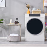 VECELO Round Side/End Table with Fabric Storage Basket，Metal Anti-Rust and Waterproof Small Bedside Nightstand with - Photo 5