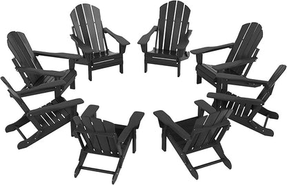 WO WESTIN OUTDOOR HDPE Laguna Outdoor Folding Poly Adirondack Chair (Set of 8),Gray