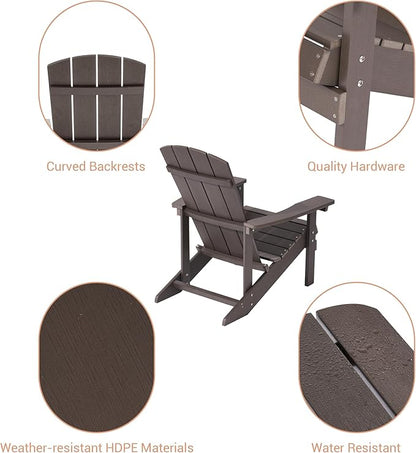 Adirondack Chairs, Plastic Adirondack Chairs Set of 2, All-Weather Resistant, Widely Used in Outdoor, Fire Pit, Deck, Outside, Garden