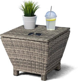 Outdoor PE Wicker Side Table with Storage – 13 Gallon Patio Storage Bin, All-Weather Rattan Coffee Table for Garden - Photo 1