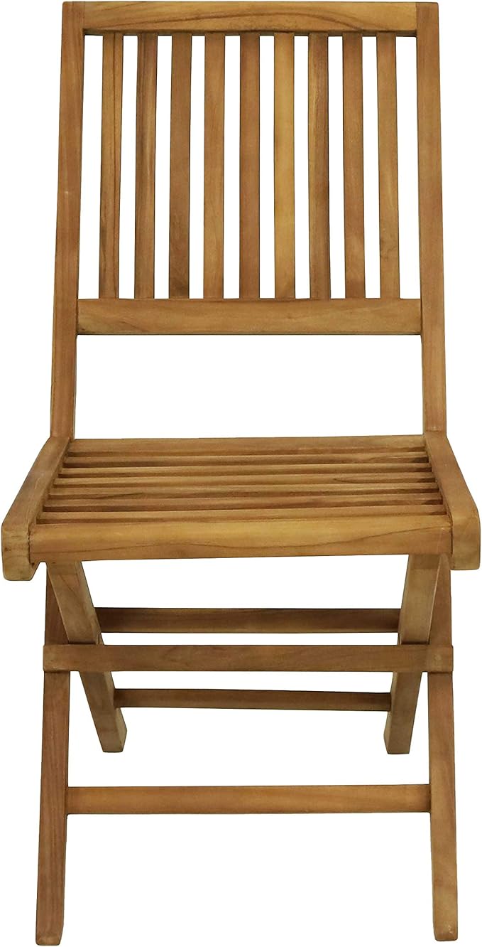 Sunnydaze Foldable Teak Wood Outdoor Chairs – Folding Patio Chair Set of 2 for Deck or Balcony – Wooden Teak Furniture - Photo 7