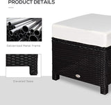 Outsunny 2 Piece 20" Patio Wicker Ottoman with Thick Padded Cushion, Multipurpose Outdoor PE Rattan Footrest - Photo 6