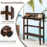 Tangkula Outdoor Bar Table, 48 Inch Patio Pub Height Table with Storage Shelf & Adjustable Foot Pads - Photo 8