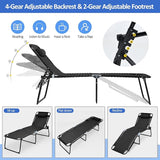 Giantex Patio Chaise Lounge Chair - 16” High Folding Tanning Chair with Removable Headrest, 4-Gear Backrest - Photo 4