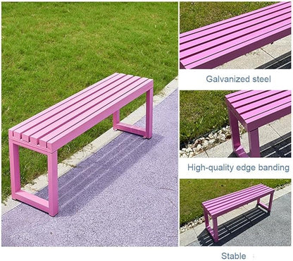 Outdoor Garden Bench,Metal Patio Bench,Weatherproof Backless Benches 2-Person Balcony Seat for Front Porch,Park,Backyard,Entryway 880 Lbs Weight(White,39.3 Inch)
