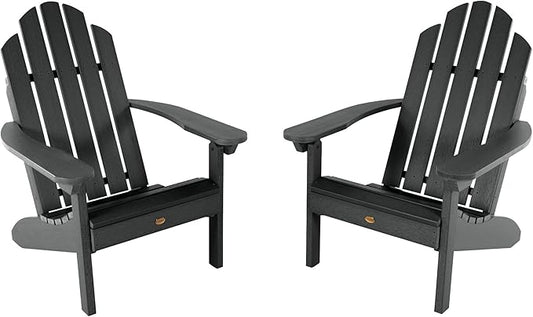 Highwood Classic Westport Adirondack Chairs, 2-Piece Set, Black