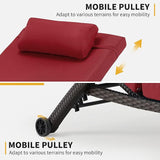 HOMREST Chaise Lounge Chairs Set of 2, PE Rattan Wicker Patio Lounge Chair with Adjustable 5 Position - Photo 4