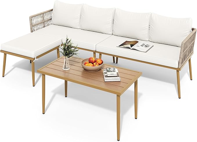 DWVO 6 Pieces Patio Furniture Set, L Couch Outdoor with Coffee Table&Washable Cushions - Photo 8