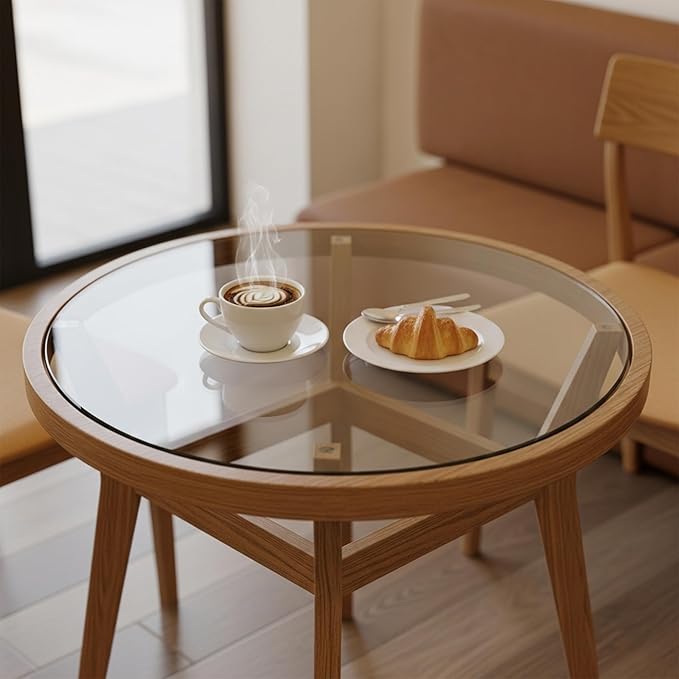 36 inch Round 1/4" Thick Pencil Polished Edge Glass Table Top with 6 Bumpers - Tempered - Photo 9