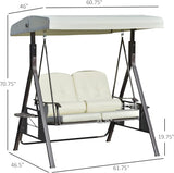 Outsunny 2-Person Patio Swing Bench with Adjustable Shade Canopy, Soft Cushions, Throw Pillows and Tray, Beige. - Photo 7